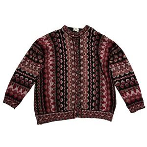 Kolor Knits Womens vintage iGeometric Pattern Button Up wool Cardigan Sweater M